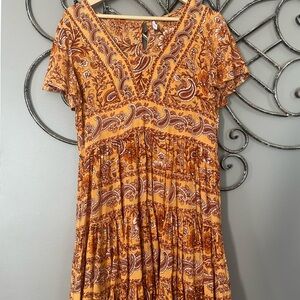 Patrons of Peace Mustard Paisley V-Neck Midi Dress